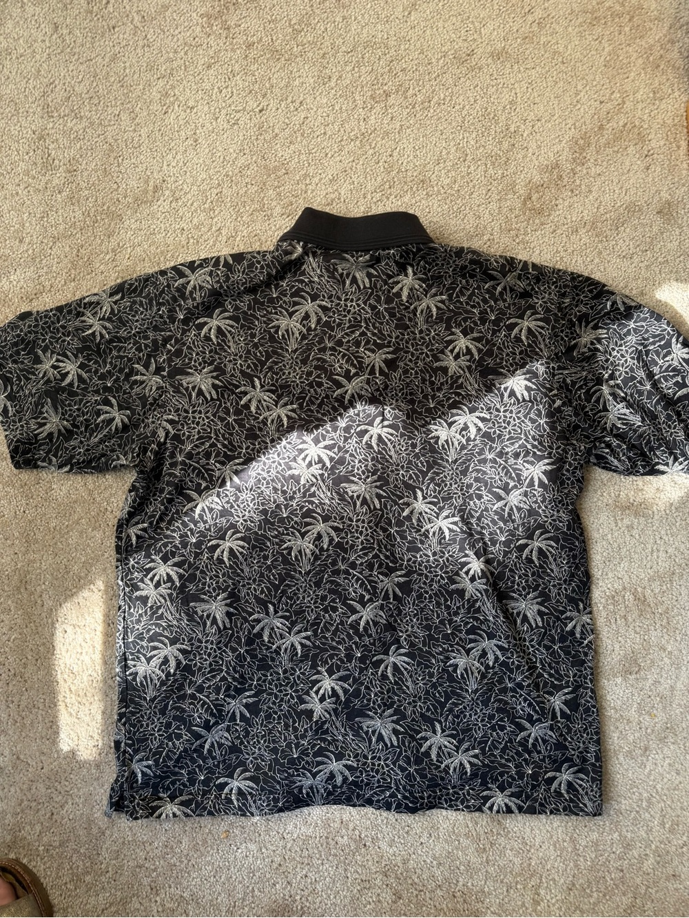 Men's Black Palm-Print Polo Shirt - Picture 4 of 5